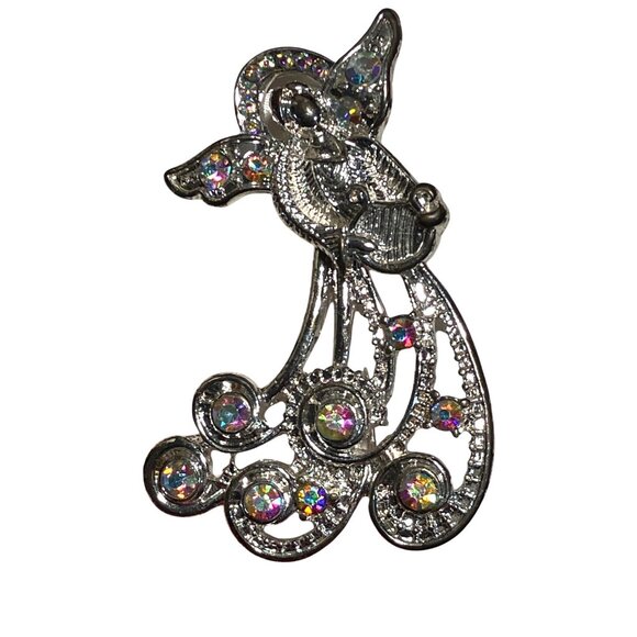 Silver Tone Angel Brooch Pin With Rhinestone Accents In Gift Box - Picture 2 of 8